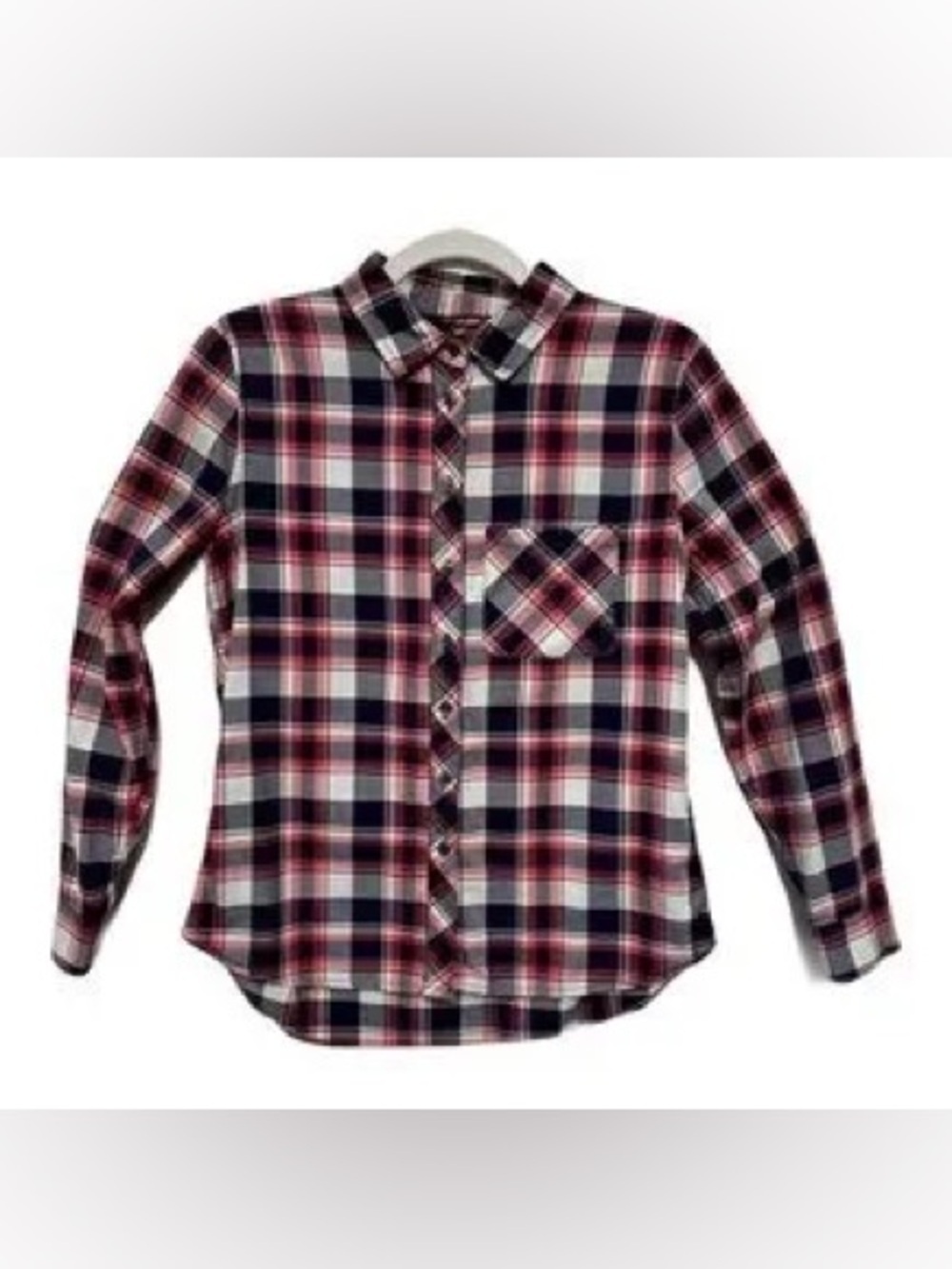 Banana Republic Red White and Blue Button Down Long Sleeve Shirt Plaid Design
